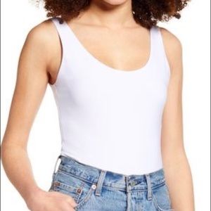 Leith Sleeveless Bodysuit in White